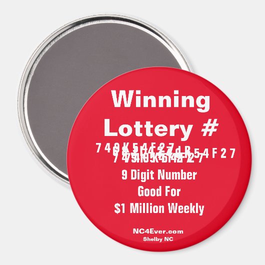 Winnende Lottery Number Magnet (Voorkant / Achterkant)