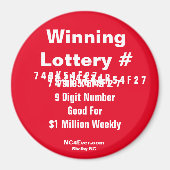 Winnende Lottery Number Magnet (Voorkant)