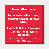 Winnende Lottery Number Magnet (Voorkant)