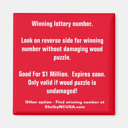 Winnende Lottery Number Magnet (Voorkant)