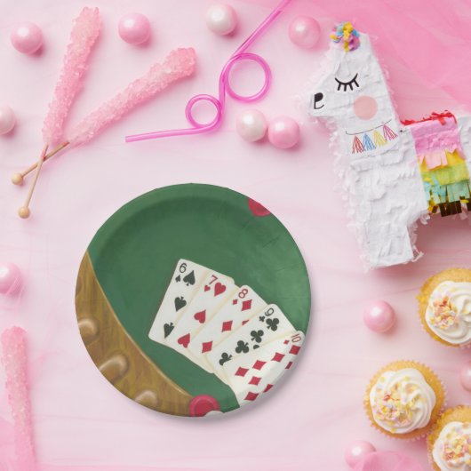 Winnende poker zes tot tien papieren bordje (Feest)