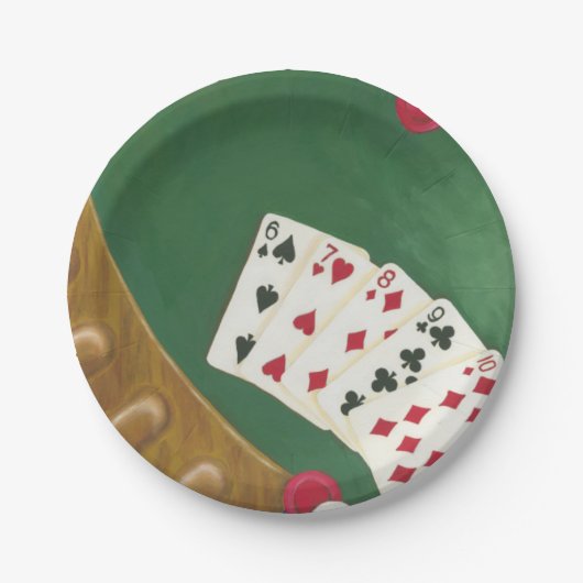 Winnende poker zes tot tien papieren bordje (Voorkant)