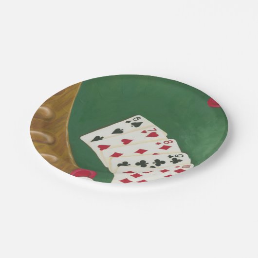 Winnende poker zes tot tien papieren bordje (Gekanteld)