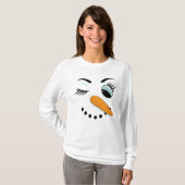 Winnende Snowwoman Funny Kerstmis T-shirt (Voorkant volledig)