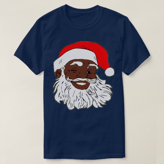 Winnende zwarte kerstkerstman XMAS T-shirt (Design voorkant)