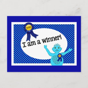 Winner Affirmations Blue Turquoise Polka Dots Briefkaart