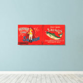 Winner Brand Salmon Label Canvas Afdruk (Insitu (Houten vloer))