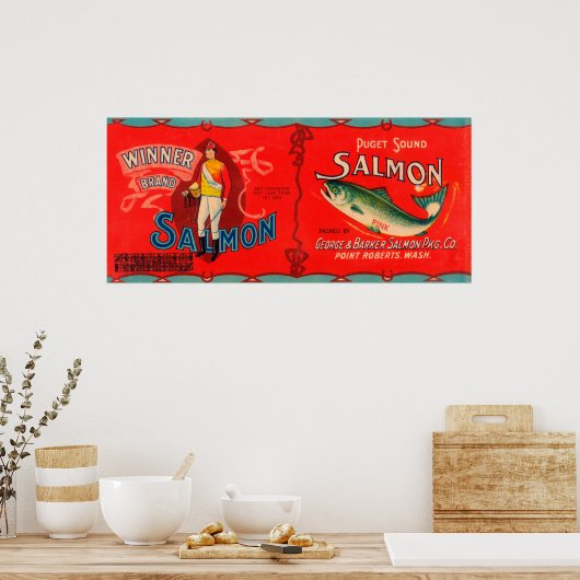 Winner Brand Salmon Label Poster (Keuken)