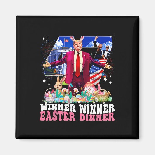 Winner Easter Dinner Trump Bunny Hunt Eggs Happy E Magneet (Voorkant)