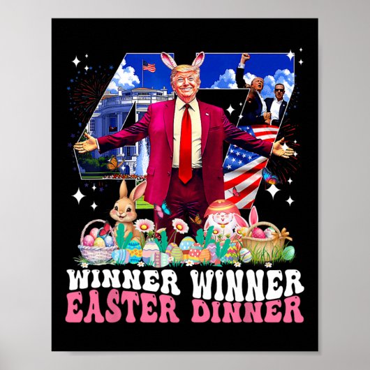 Winner Easter Dinner Trump Bunny Hunt Eggs Happy E Poster (Voorkant)
