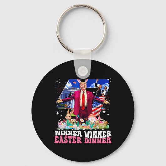 Winner Easter Dinner Trump Bunny Hunt Eggs Happy E Sleutelhanger (Voorkant)