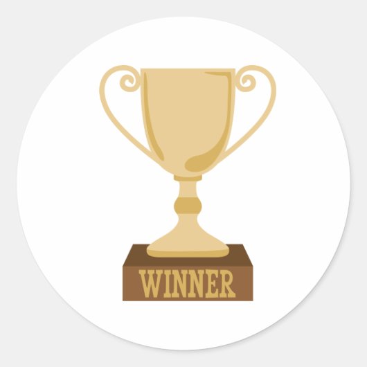 Winner Trophy Ronde Sticker (Voorkant)