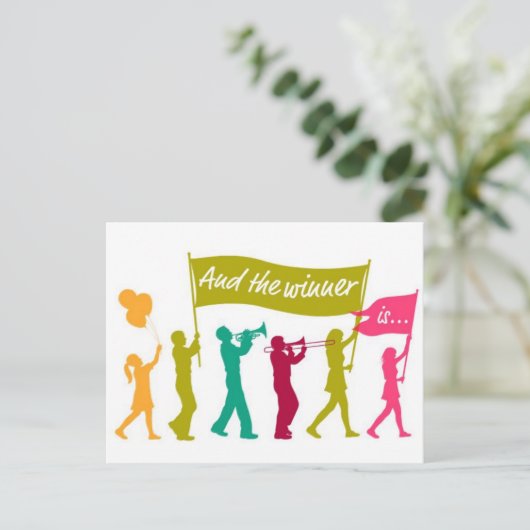 Winner van wedstrijd briefkaart (Staand voorkant)