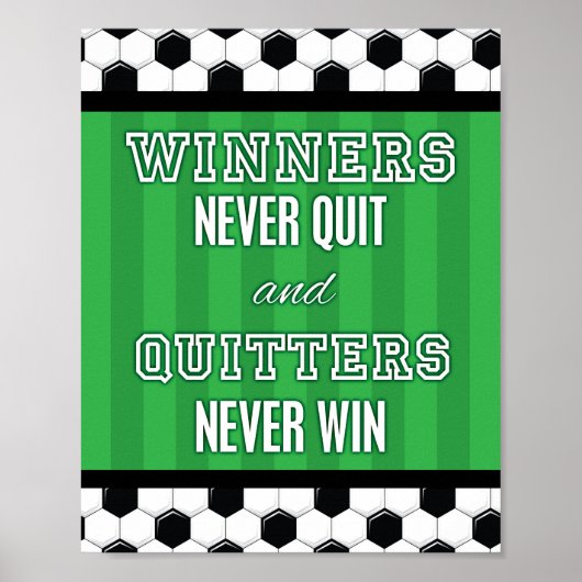 WINNERS VOOR Soccer Quote KWAM NOOIT Teken afdrukk Poster (Voorkant)