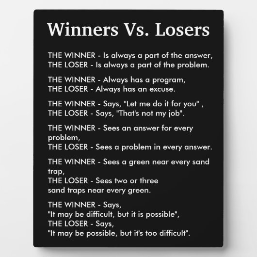 Winners Vs Losers Fotoplaat (Voorkant)