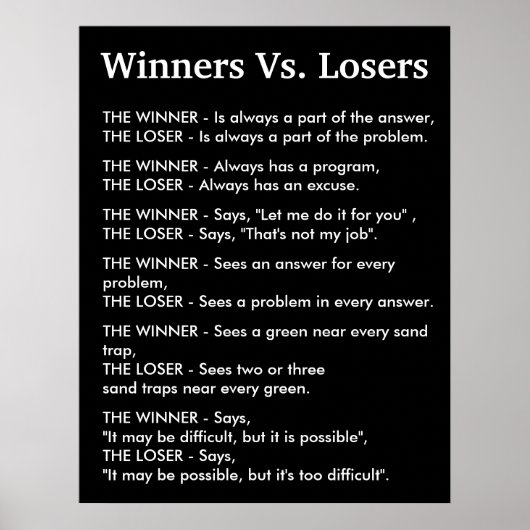 Winners Vs Losers Poster (Voorkant)