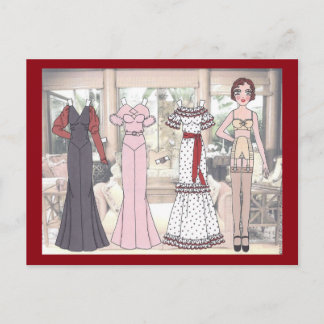 Winnie, Art Deco Lady Paper Doll uit 1936 Briefkaart