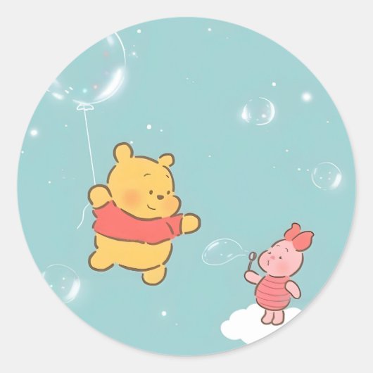 Winnie de Poeh bubbels Ronde Sticker (Voorkant)
