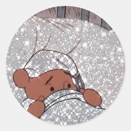 Winnie de Poeh glitter Ronde Sticker (Voorkant)