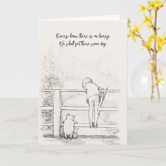 Winnie-de-Poeh No Rush Kaart (Gele Bloem)