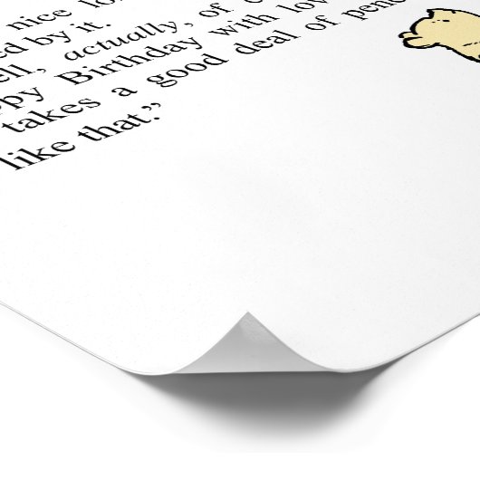Winnie de Poeh- Uil schrijft 'Happy Birthday' Poster (Hoek)