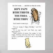 Winnie de Poeh- Uil schrijft 'Happy Birthday' Poster (Voorkant)