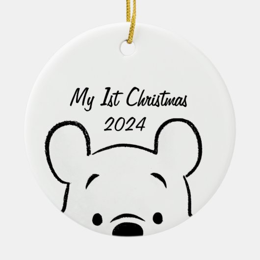 Winnie de Pooh 1e Kerstmis Keramisch Ornament (Voorkant)
