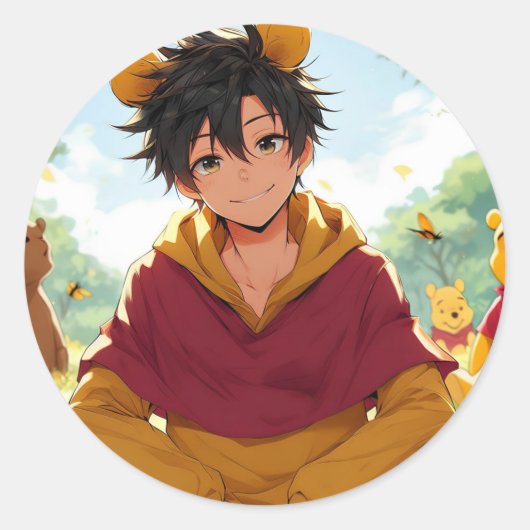 Winnie de Pooh Anime Guy V12 Sticker (Voorkant)