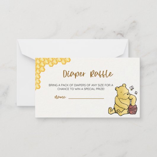 Winnie de Pooh Baby shower Luier Raffle Notitiekaartje (Voorkant)