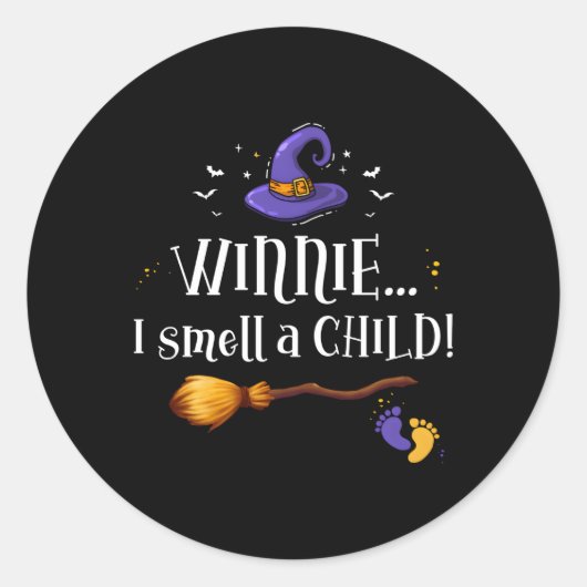 Winnie I Smell a Child Halloween Pregnancy Announc Ronde Sticker (Voorkant)