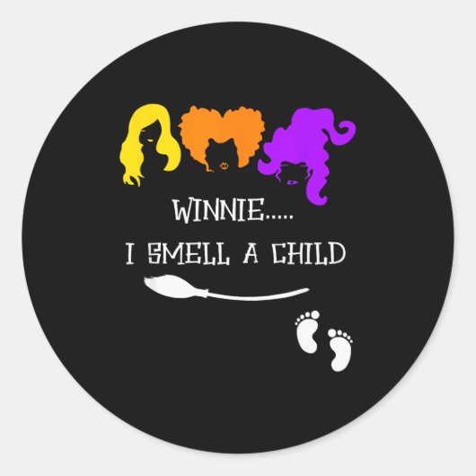 Winnie I Smell A Child Halloween Pregnancy Announc Ronde Sticker (Voorkant)