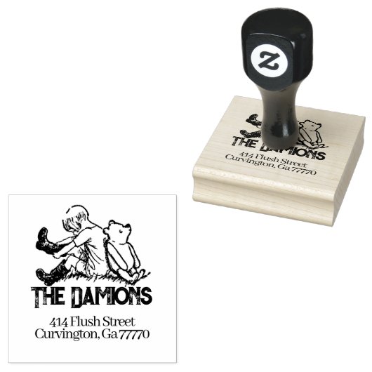  Winnie Pooh Aangepast adres Rubberstempel (Gestempeld)