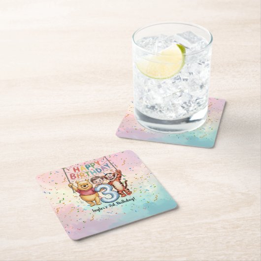 Winnie the Pooh | Happy Birthday Kartonnen Onderzetters (Insitu)