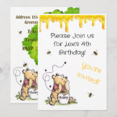 Winnie the Pooh Invitation Kaart (Voorkant / Achterkant)