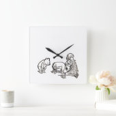 Winnie the Pooh sketch Vierkante Klok (Huis)