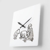 Winnie the Pooh sketch Vierkante Klok (Hoek)