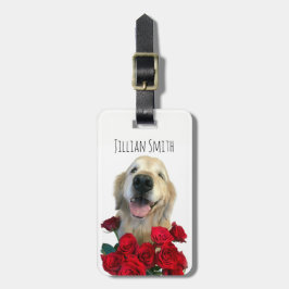 Winning Golden Retriever met gepersonaliseerde Roz Bagagelabel
