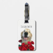 Winning Golden Retriever met gepersonaliseerde Roz Bagagelabel (Achterkant verticaal)