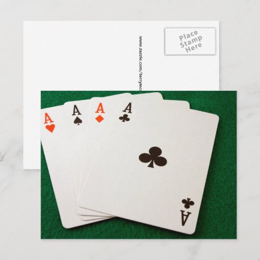 Winning Hand Vier Aces Briefkaart (Voorkant / Achterkant)