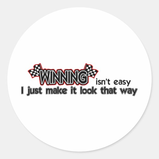 Winning is niet makkelijk ronde sticker (Voorkant)