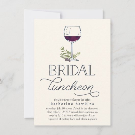 Winning of Wine Tasting Bridal Luncheon Uitnodigin Kaart (Voorkant)