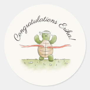 Winning Race Turtle Personalized Ronde Sticker