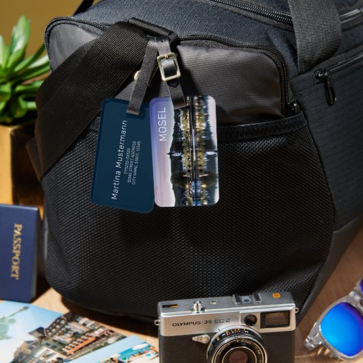 Winningen Moselle Sunset Panorama Duitsland  Bagagelabel (Voorkant /achterkant)