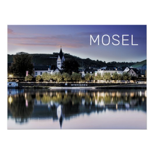 Winningen Moselle Sunset Panorama Duitsland  Perfect Poster (Voorkant)