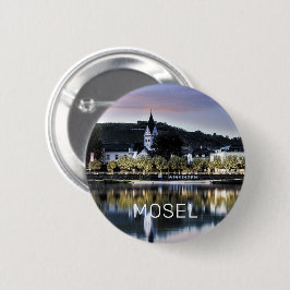 Winningen Moselle Sunset Panorama Duitsland  Ronde Button 5,7 Cm