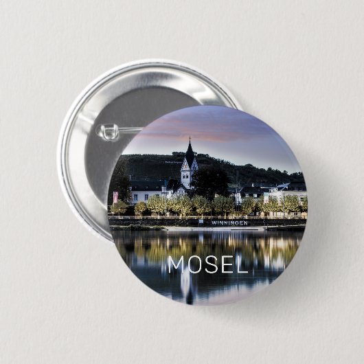 Winningen Moselle Sunset Panorama Duitsland  Ronde Button 5,7 Cm (Voorkant /achterkant)