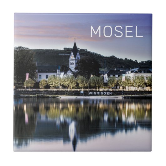 Winningen Moselle Sunset Panorama Duitsland  Tegeltje (Voorkant)