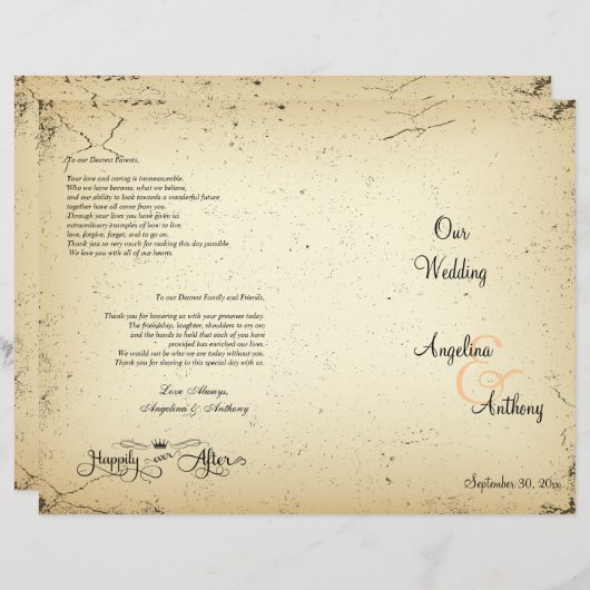 Winningsprogramma voor formeel huwelijk (Voorkant / Achterkant)