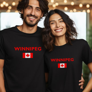 Winnipeg Canada Canadese Vlag Donkere Kleur T-shirt