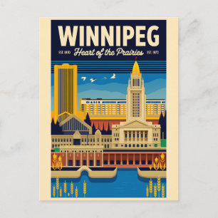 Winnipeg Canada Retro Reisposter Kunst Briefkaart